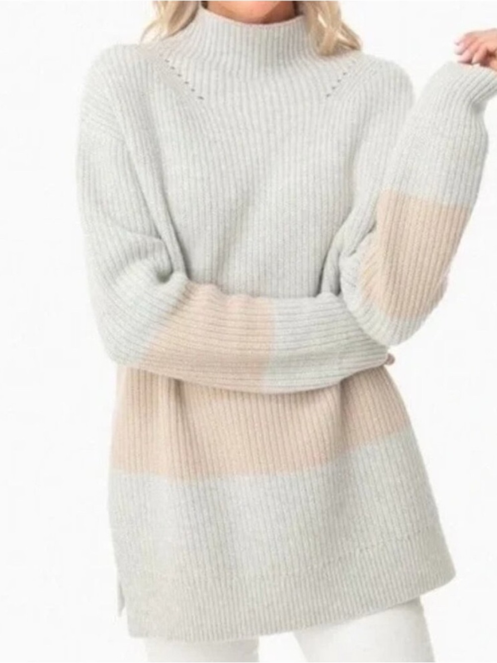 Tuckernuck Heather Broadway Striped Turtleneck Sweater Size Small Wool Cashmere
